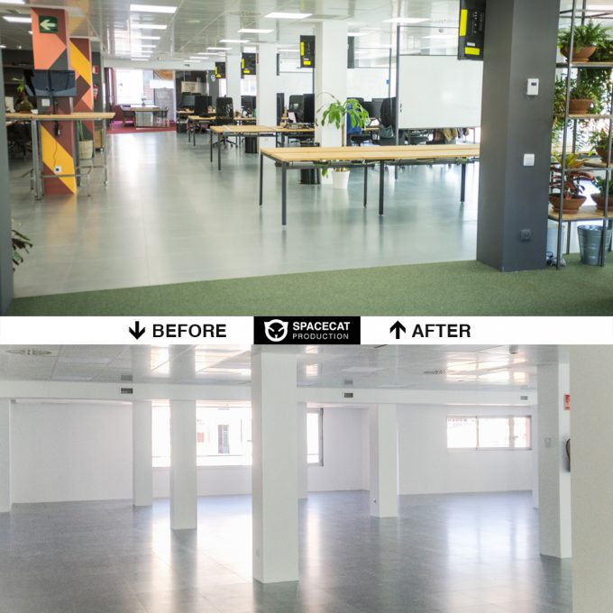 interior design, custom furniture and original wall painting for TravelPerk office by ALLY