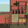 custom kitchen cafe unit 3D design by ALLY