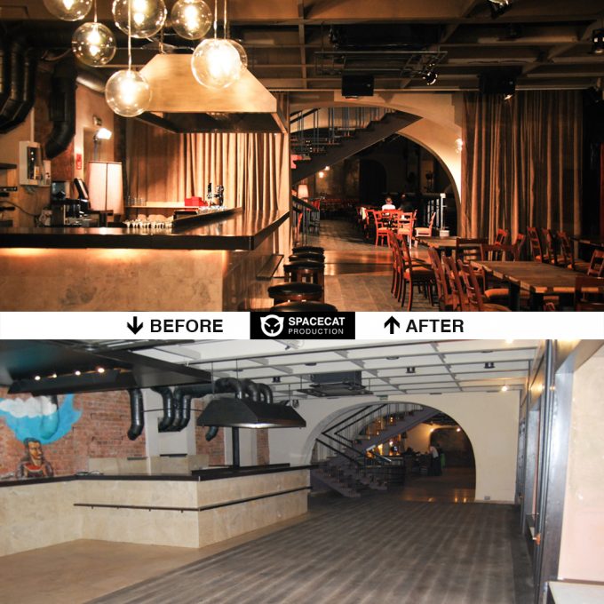before and after interior design for Moscow restaurant - club OGI