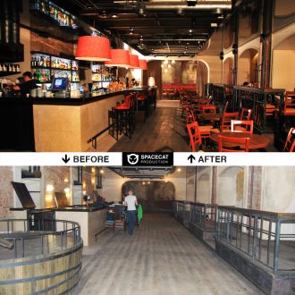 before and after interior design for Moscow restaurant - club OGI