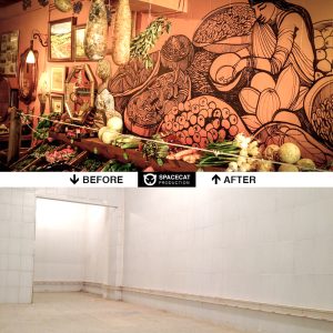 before and after original wall art painting by Ally