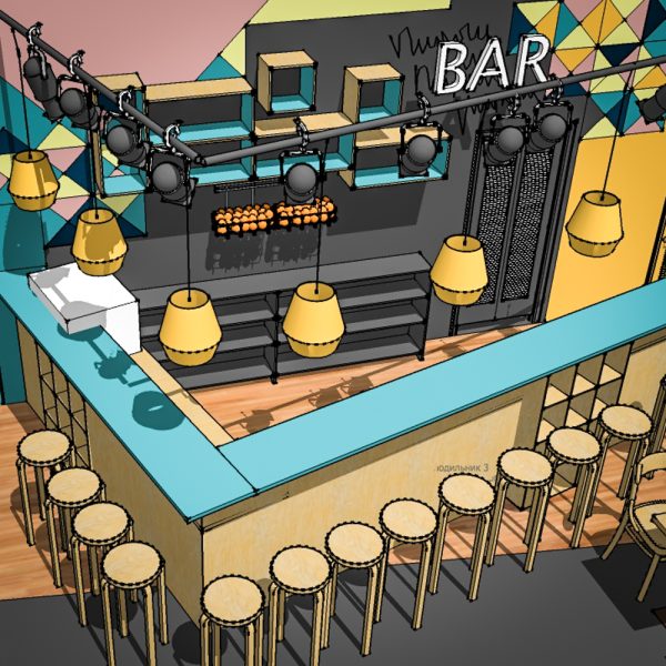 custom bar design 3d model by Ally