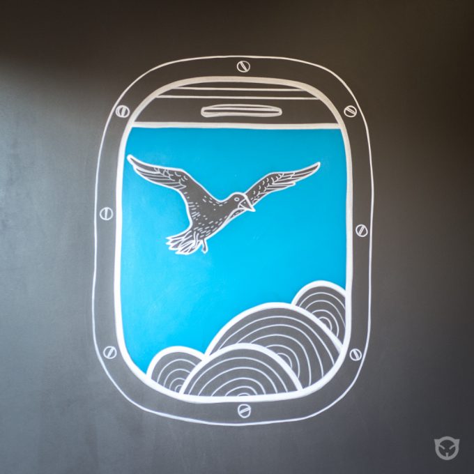 interior design, custom furniture and original wall painting by ALLY