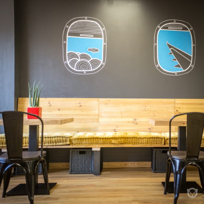 interior design, custom furniture and original wall painting by ALLY