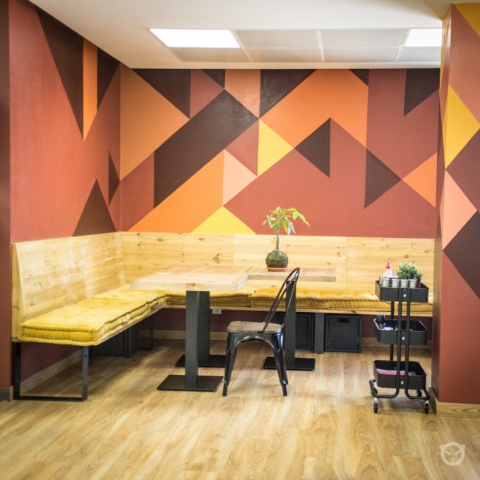 interior design, custom furniture and original wall painting by ALLY