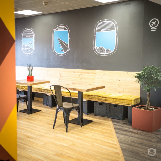 interior design, custom furniture and original wall painting by ALLY